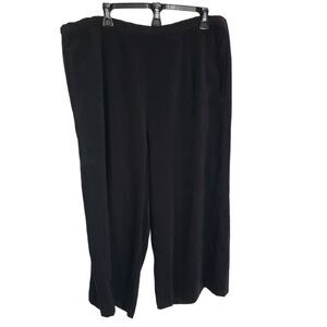 Susan Graver Women Crop Pants Size XL Moleskin Wide Leg Black Retro Flare A01263